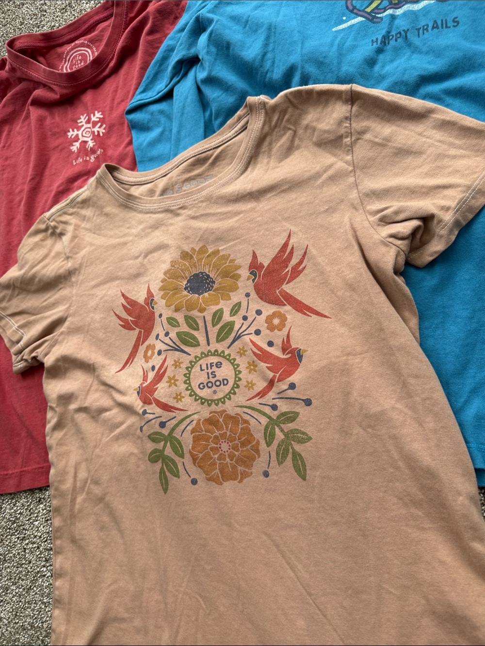 Life Is Good Tan/Burgundy/blue Graphic Long  Tee - Picture 5 of 15